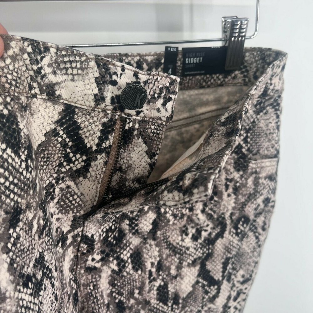 NWT KUT from the Kloth Denim High Rise Snake Print Gidget Shorts Womens 4 Black - Picture 6 of 10